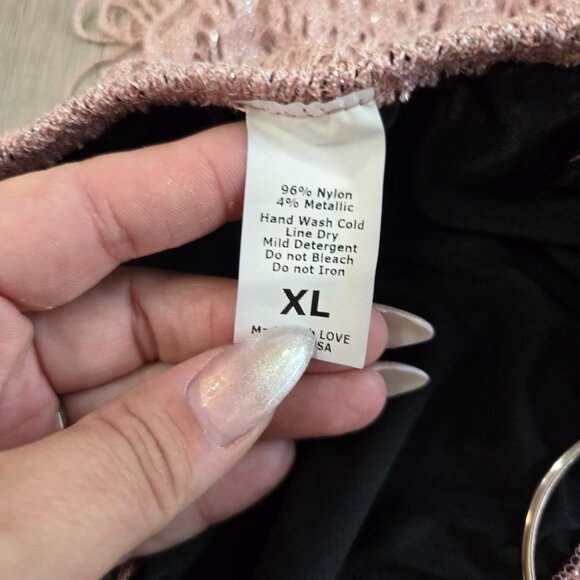 Pink & Black Fringe Bikini bottom With Ring Details XL By Bella & Blue 96% Nylon - Picture 6 of 10